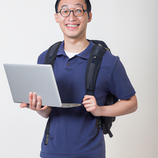 סטודנט צעיר עוטה תיק גב ארגונומי עם תא למחשב נייד